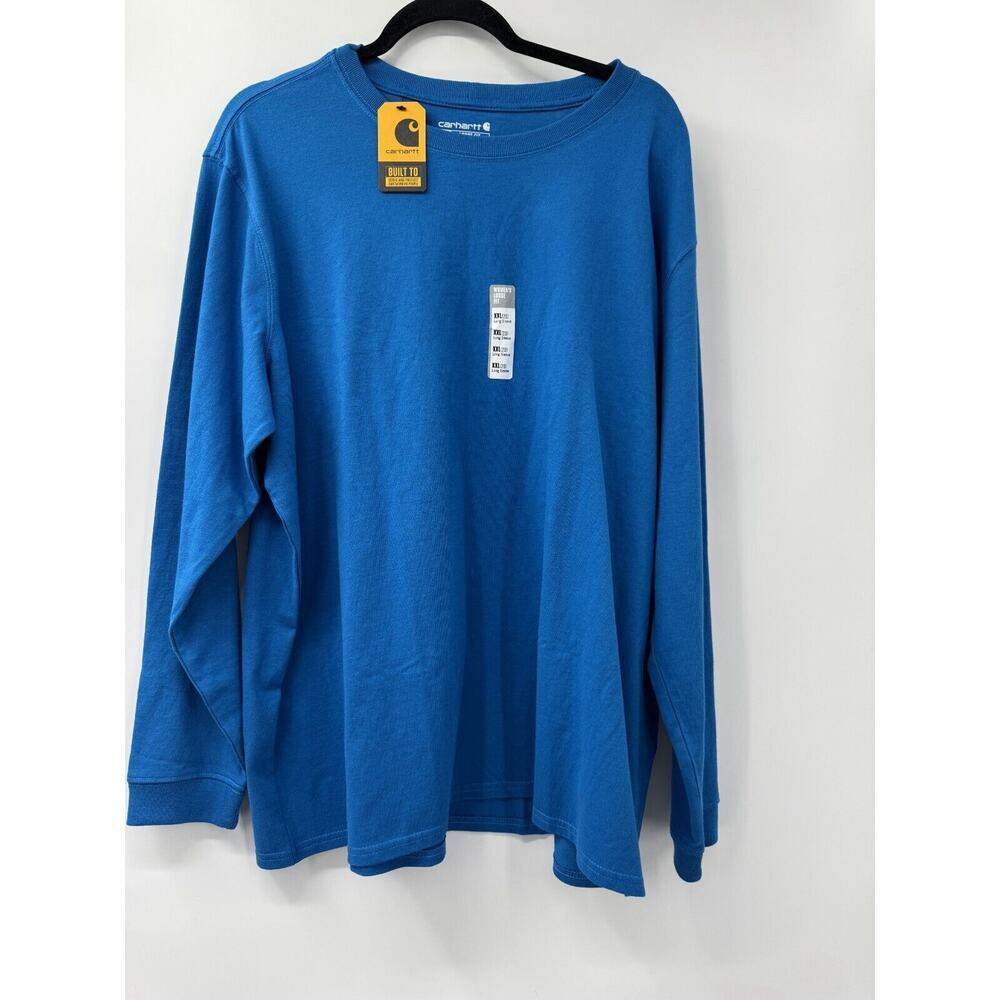 Carhartt‎ Shirt Women's 2XL (20) Blue 100% Cotton Loose Fit Long Sleeve Pullover